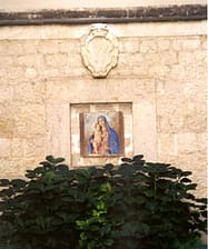Madonna with child located on the exterior of the Abbey of Monte Cassino