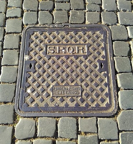 SPQR manhole cover in Rome