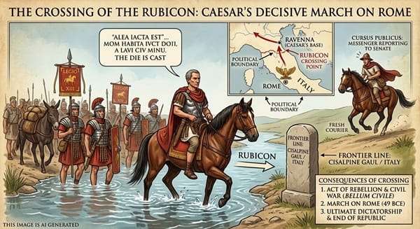 Crossing the Rubicon AI image